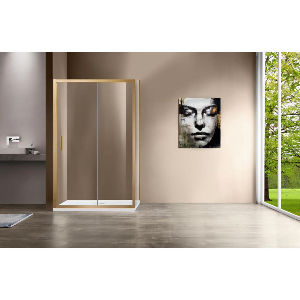 Душевой уголок Garda VSR-1G9014CLG, 1400*900, брашированное золото, стекло прозрачное