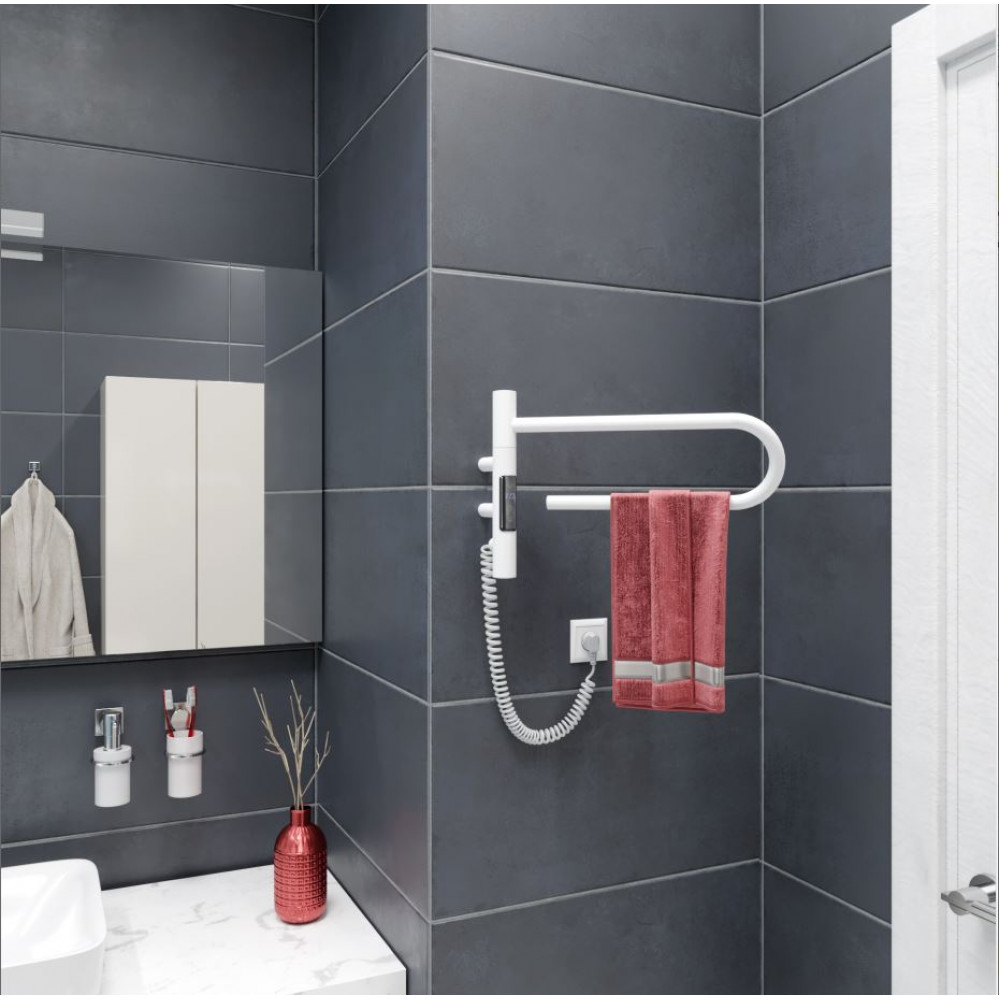 Полотенцесушитель электрический Vincea VTD-1P1WE 39x25, белый, таймер