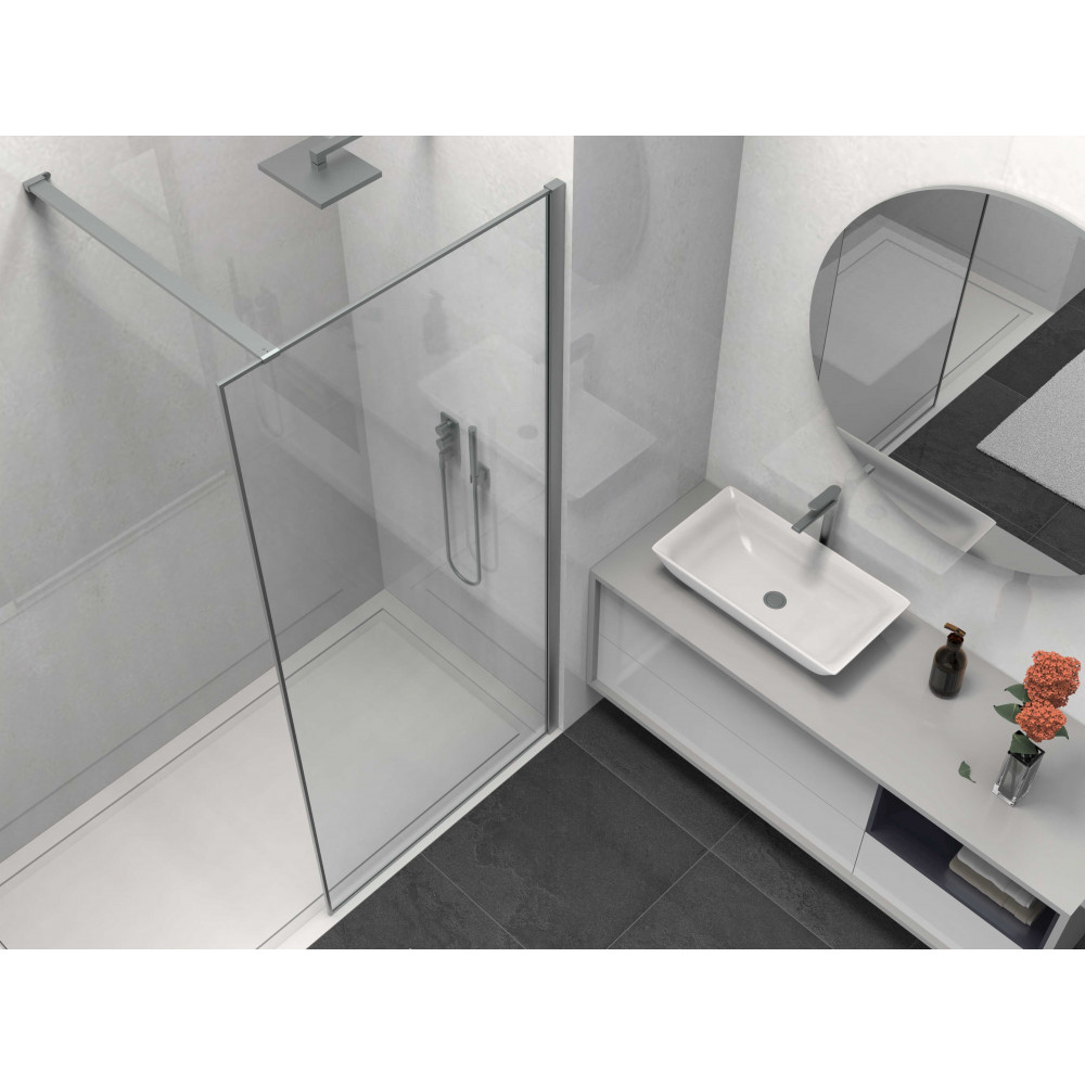 Душевая перегородка Walk-In VSW-1HS100CLGM, 1000*2000, вороненая сталь, стекло прозрачное
