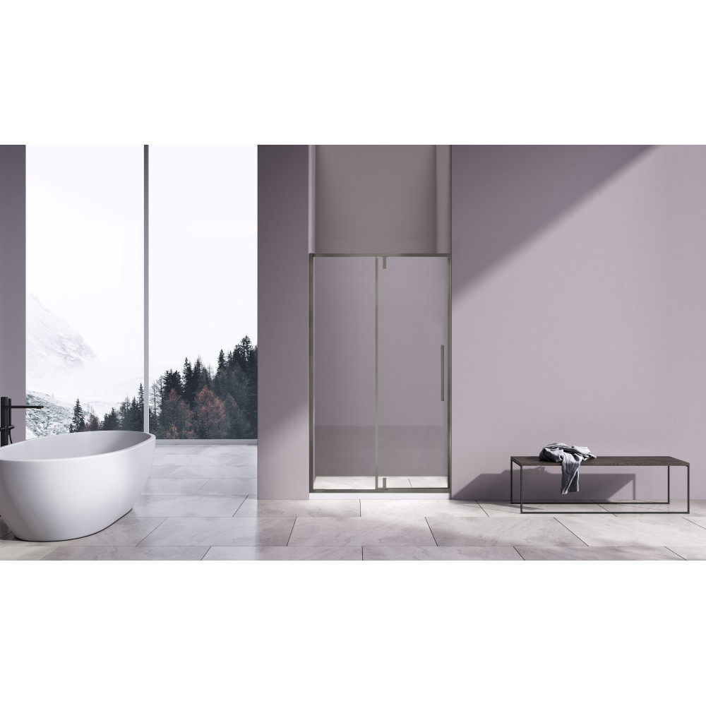 Душевая дверь Slim-N VDP-4SN100CLGM, вороненая сталь, стекло прозрачное