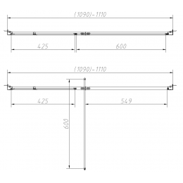Душевой уголок Slim-N VSR-4SNP1011CL, 1100*1000, хром, стекло прозрачное