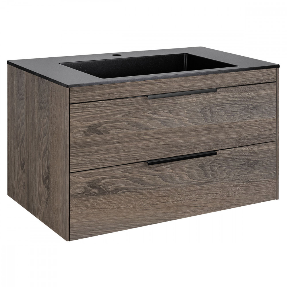 База под раковину Chiara 2D 800 подвесная, 2 выкатных ящика soft-close, R.Oak
