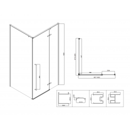 Душевой уголок Slim-N VSR-5SN1010CLGM, 1000*1000, вороненая сталь, стекло прозрачное