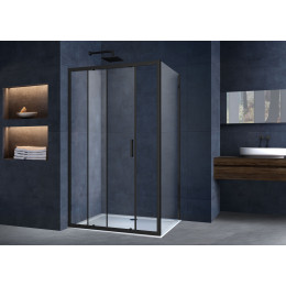 Душевой уголок Alpha VSR-3AL9012CLB, 1200*900, черный, стекло прозрачное