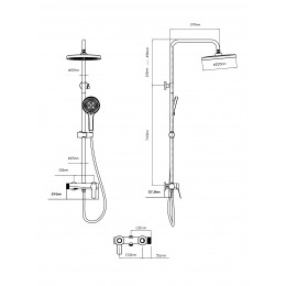 Душевая стойка Arco VSFS-4AR1GM с изливом, вороненая сталь