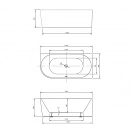 Ванна акриловая Vincea VBT-402-1700R, 1700*800*580, цвет белый, правая, слив-перелив в комплекте