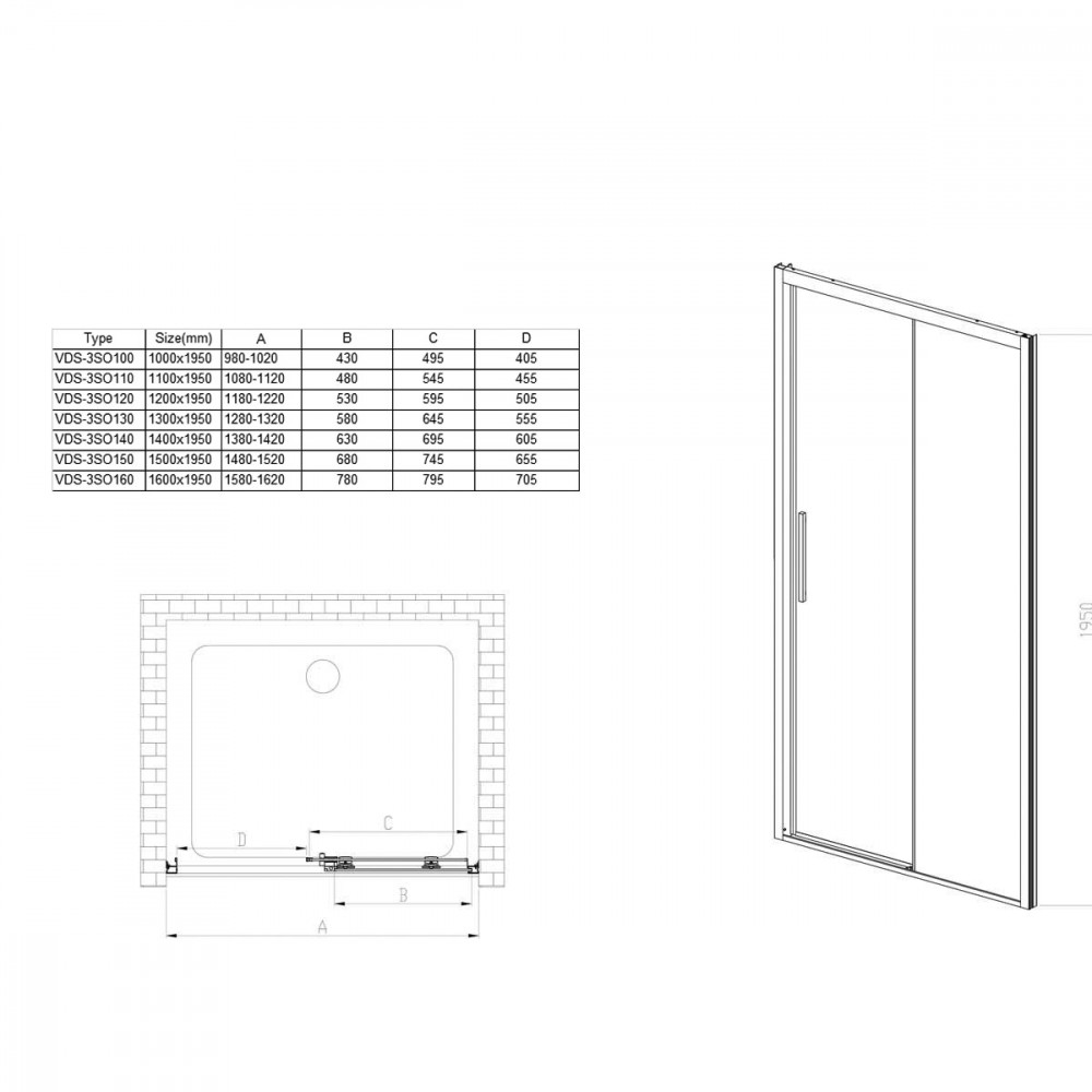 Душевая дверь Soft VDS-3SO120CLGM, 1200, вороненая сталь, стекло прозрачное