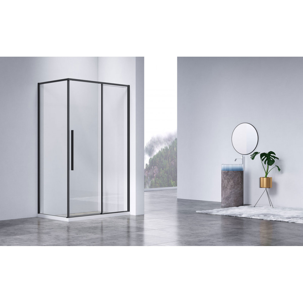 Душевой уголок Slim-N VSR-4SN9013CLB, 1300*900, черный, стекло прозрачное