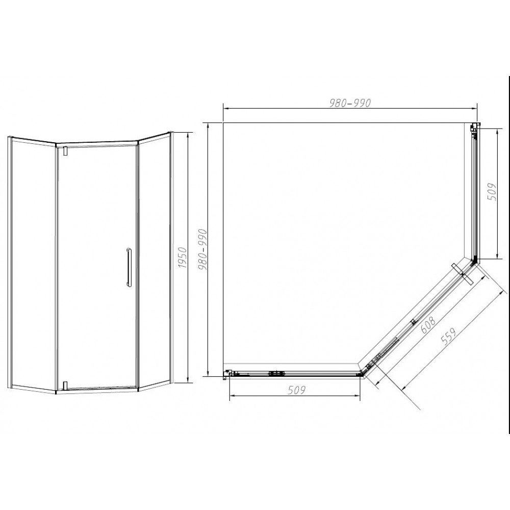 Душевой уголок Slim-N VSP-4SN100CLGM, 1000*1000, вороненая сталь, стекло прозрачное