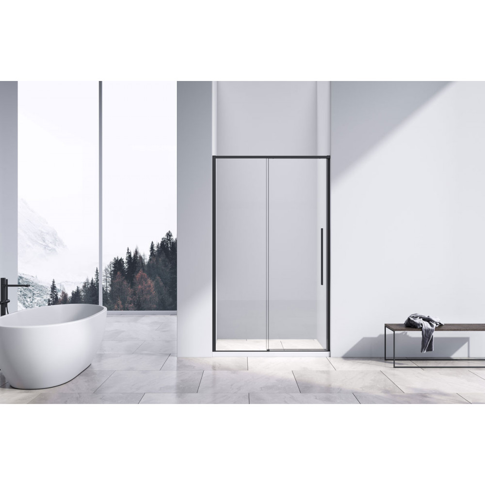 Душевая дверь Slim-N VDS-4SN140CLB, 1400, черный, стекло прозрачное