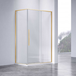 Душевой уголок Slim-N VSR-4SN8011CLG, 1100*800, брашированное золото, стекло прозрачное