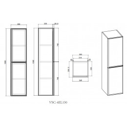 Шкаф Elise VSC-4EL150MG подвесной, 1500*350*350, серый матовый