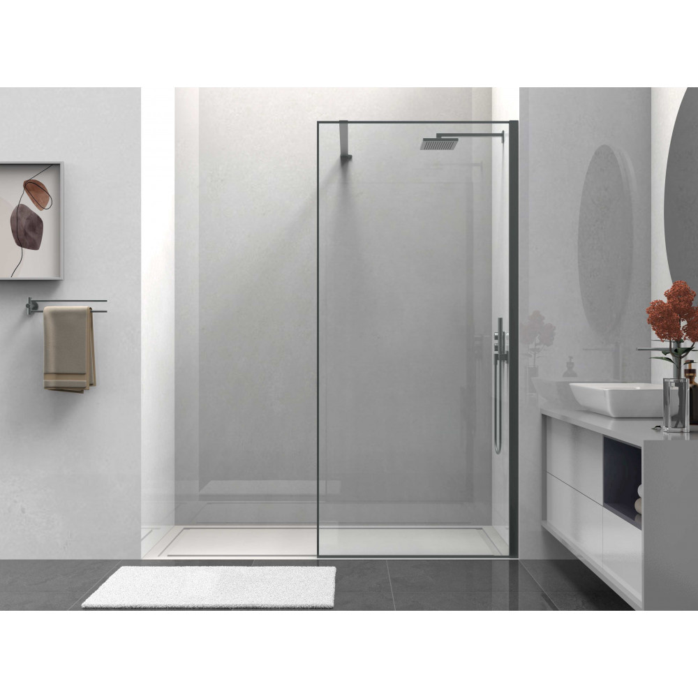Душевая перегородка Walk-In VSW-1HS100CLGM, 1000*2000, вороненая сталь, стекло прозрачное