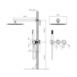 Душевой комплект Groove VSFW-4G01MB встраиваемый, 2 режима, 30см верх душ, черный
