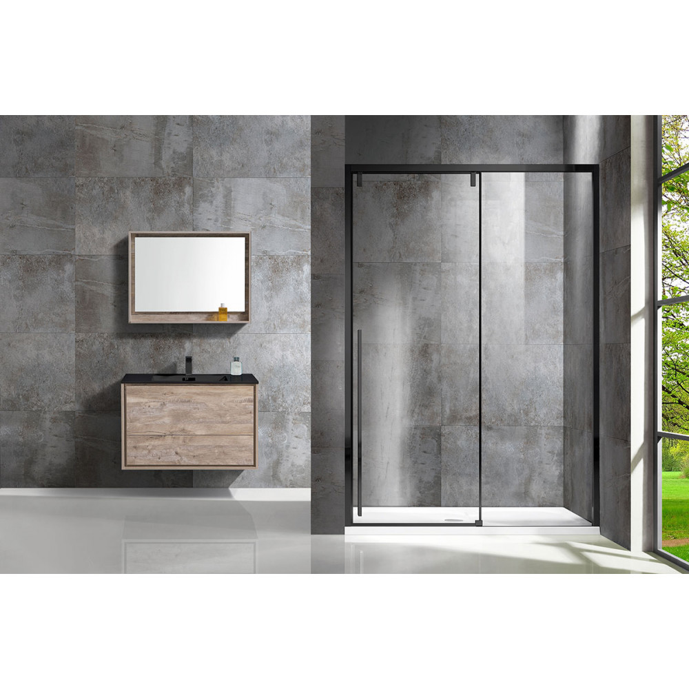 Душевая дверь Lugano VDS-1L150CLB-1, 1500, черный, стекло прозрачное