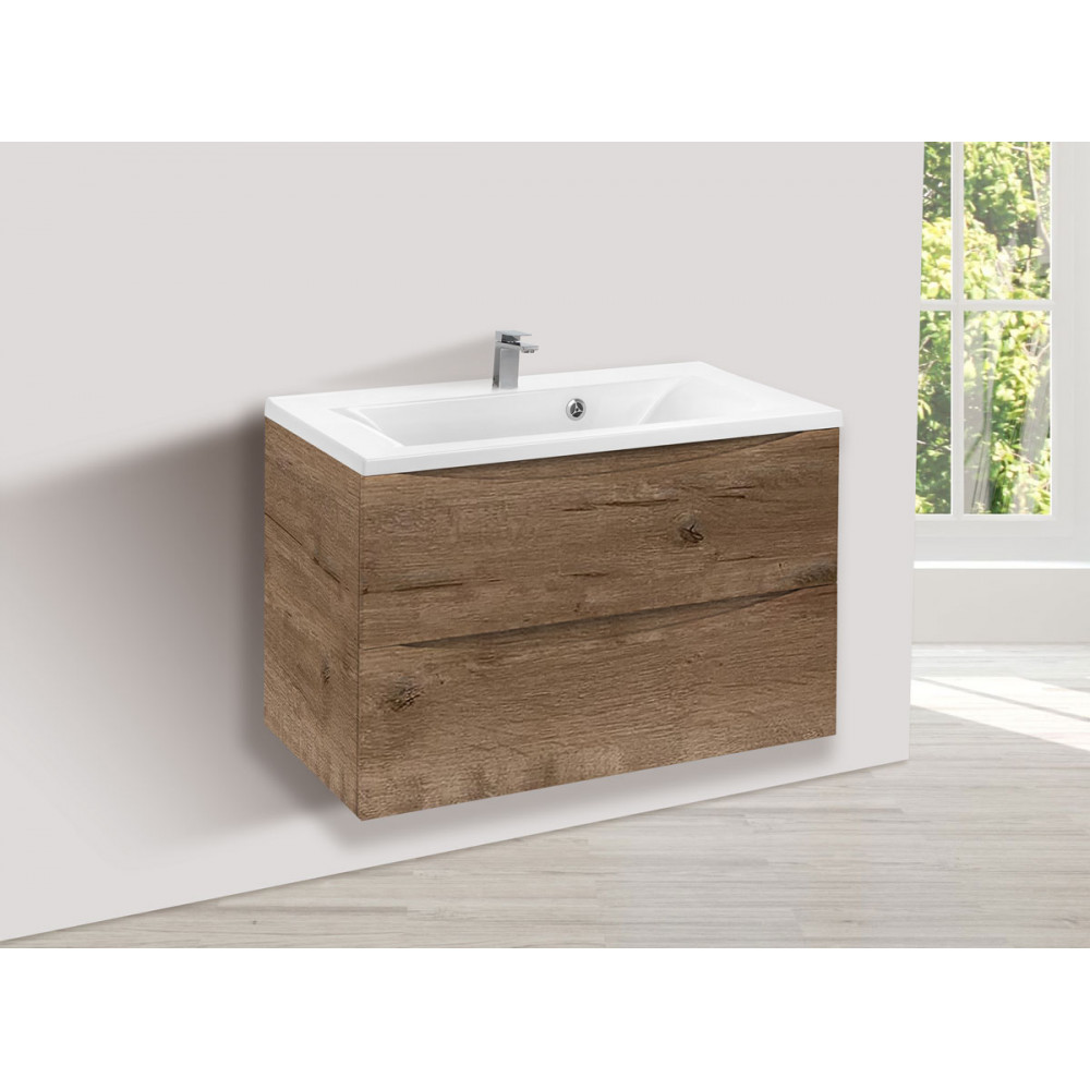База под раковину Mia 800 подвесная, 2 выкатных ящик soft close, V.Oak