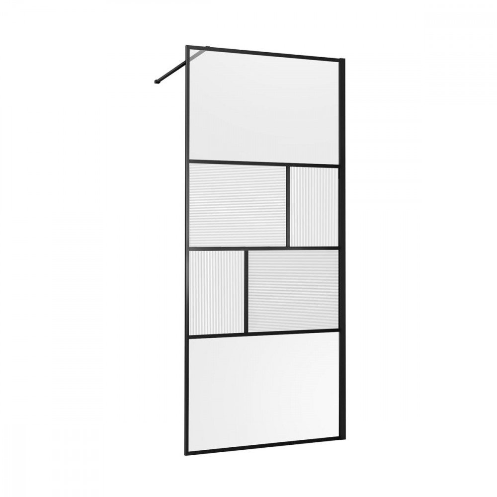 Душевая перегородка Walk-In VSW-1HC800CFB, 800*2000, черный, стекло прозрачное/рифленое