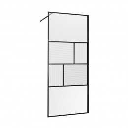 Душевая перегородка Walk-In VSW-1HC800CFB, 800*2000, черный, стекло прозрачное/рифленое