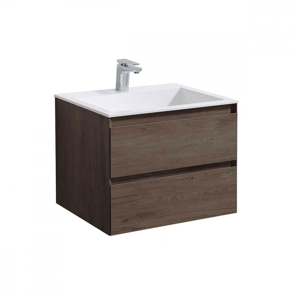 База под раковину Luka 600 подвесная, 2 выкатных ящика soft-close, R.Oak