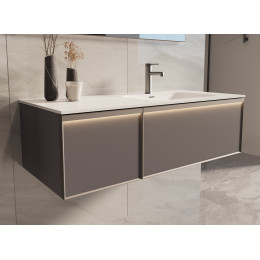 База под раковину Elise 1200 подвесная, правая, 2 выкатных ящика soft close, серый матовый