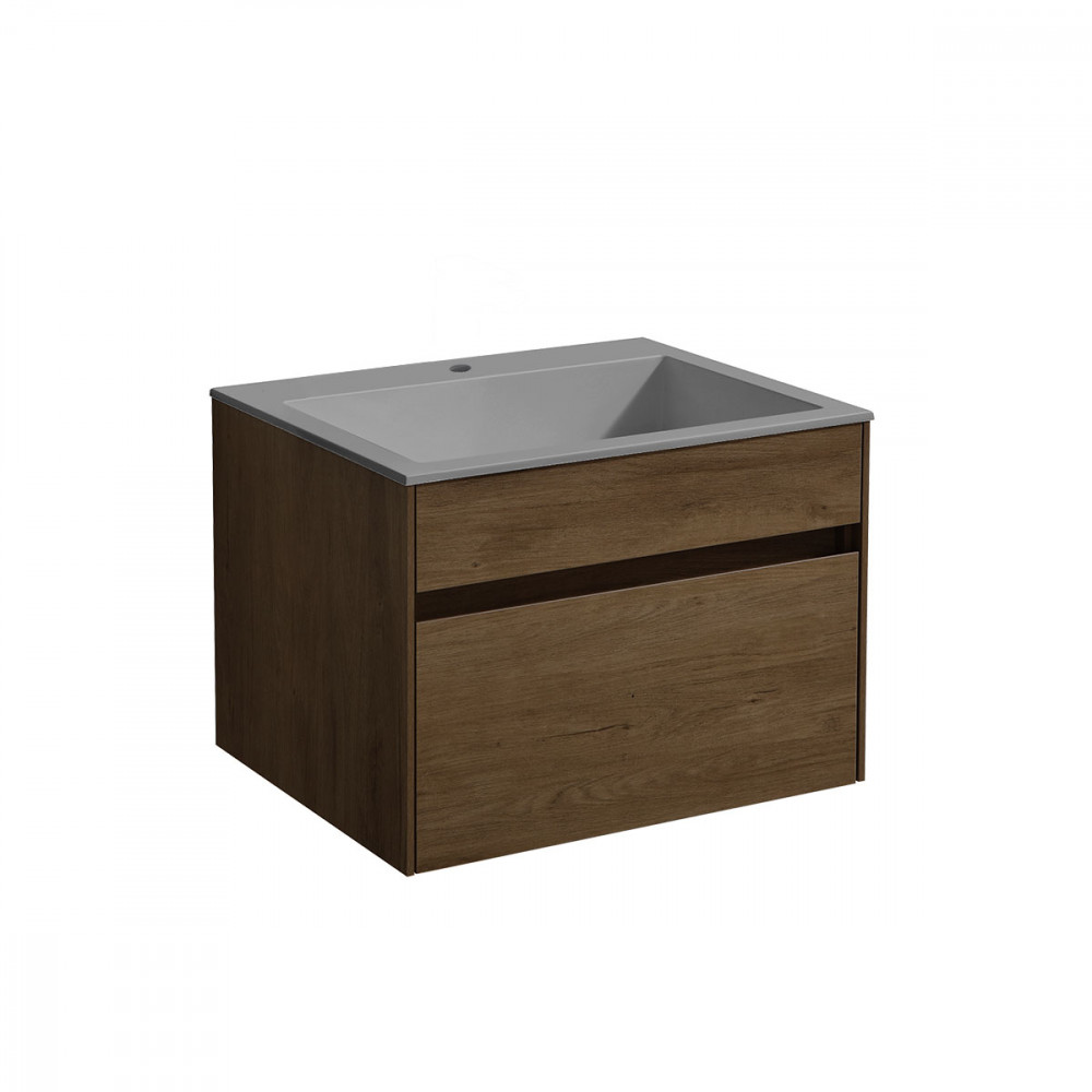 База под раковину Chiara 600 подвесная, 1 выкатной ящик soft-close, T.Oak