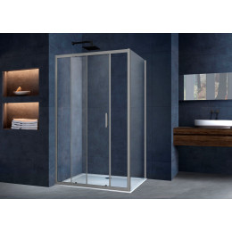 Душевой уголок Alpha VSR-3AL9014CLGM, 1400*900, вороненая сталь, стекло прозрачное