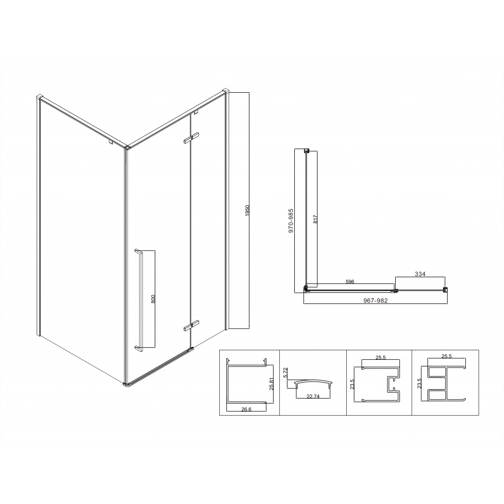 Душевой уголок Slim-N VSR-5SN1010CL, 1000*1000, хром, стекло прозрачное