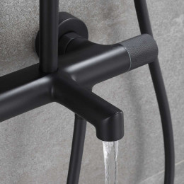 Душевая стойка Desire VSFS-1D1TMB термостатическая с изливом, 25см верх душ, черный