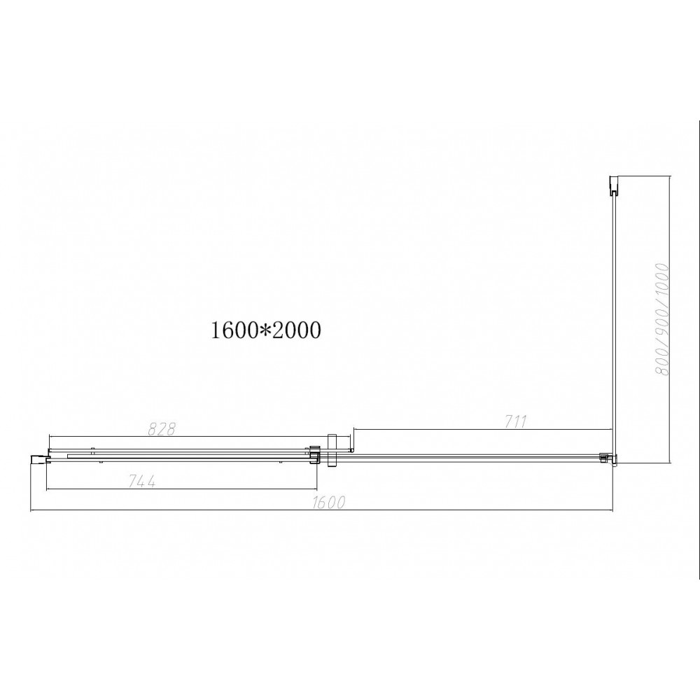 Душевой уголок Dice VSR-4D9016CLB, 1600*900, черный, стекло прозрачное