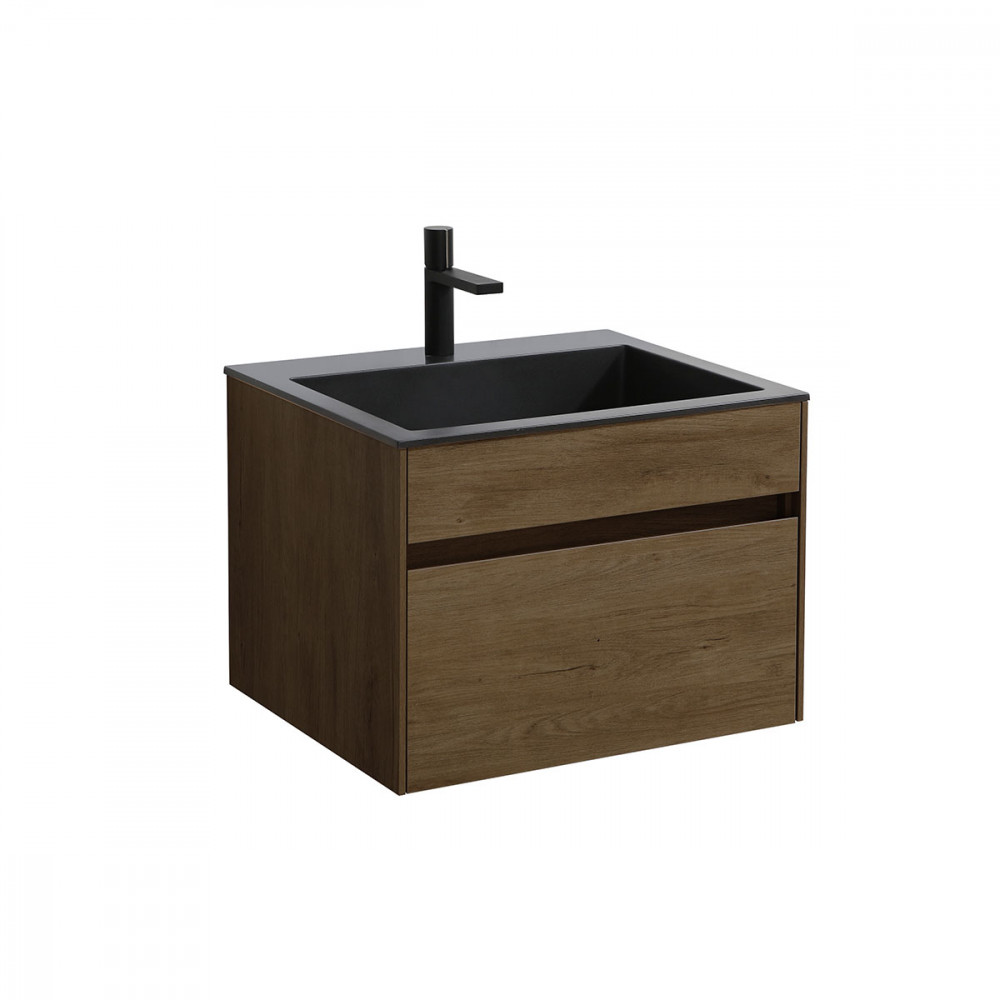 База под раковину Chiara 600 подвесная, 1 выкатной ящик soft-close, T.Oak