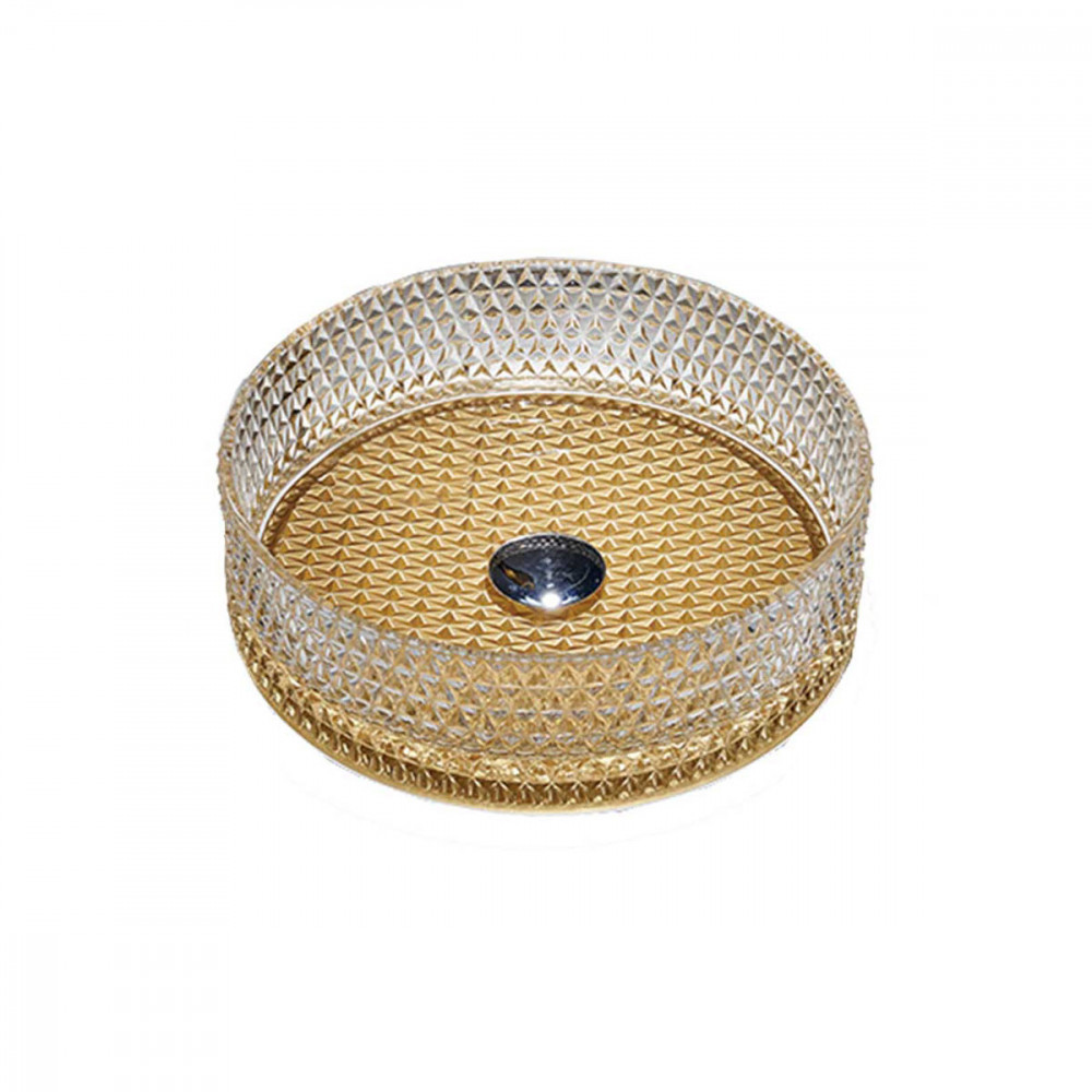 Раковина стеклянная Vincea VBS-5GL04, 400*400*125, накладная, цвет прозрачный/золото