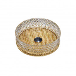 Раковина стеклянная Vincea VBS-5GL04, 400*400*125, накладная, цвет прозрачный/золото