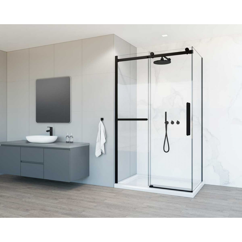 Душевой уголок Como Soft VSR-1CS8012CLB, 1200*800, черный, стекло прозрачное