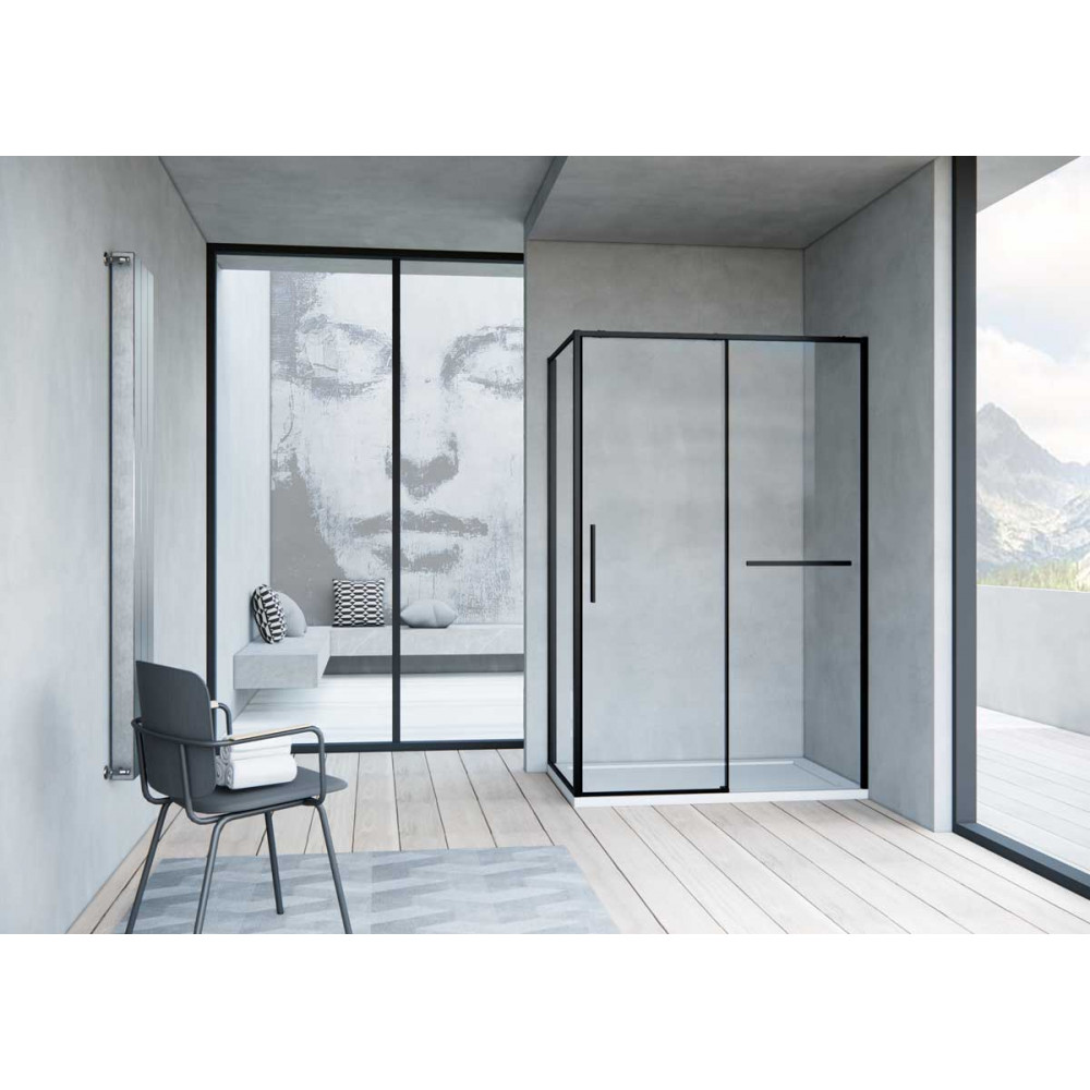 Душевой уголок Slim Soft VSR-1SS1011CLB, 1100*1000, черный, стекло прозрачное
