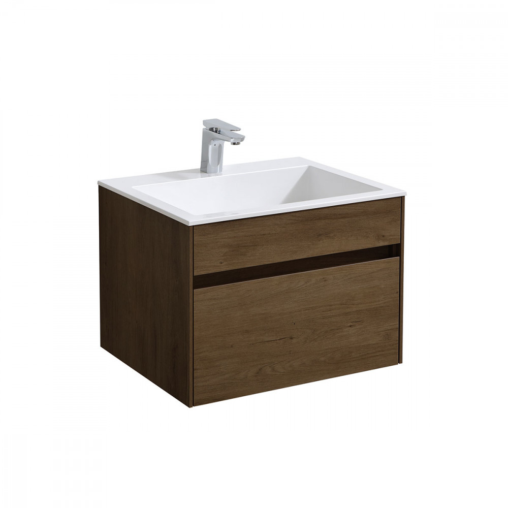 База под раковину Chiara 600 подвесная, 1 выкатной ящик soft-close, T.Oak