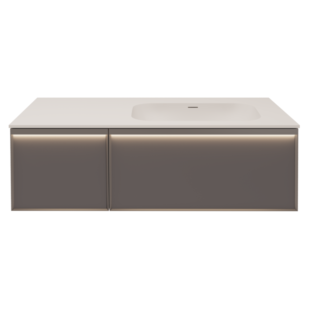 База под раковину Elise 1200 подвесная, правая, 2 выкатных ящика soft close, серый матовый