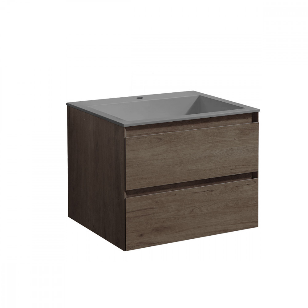 База под раковину Luka 600 подвесная, 2 выкатных ящика soft-close, R.Oak