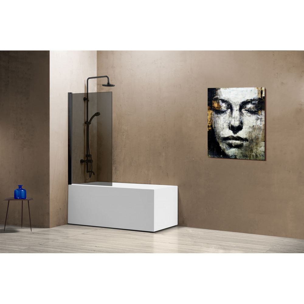 Душевая шторка на ванну VSB-11800CGB, 800*1400, черный матовый, стекло тонированное