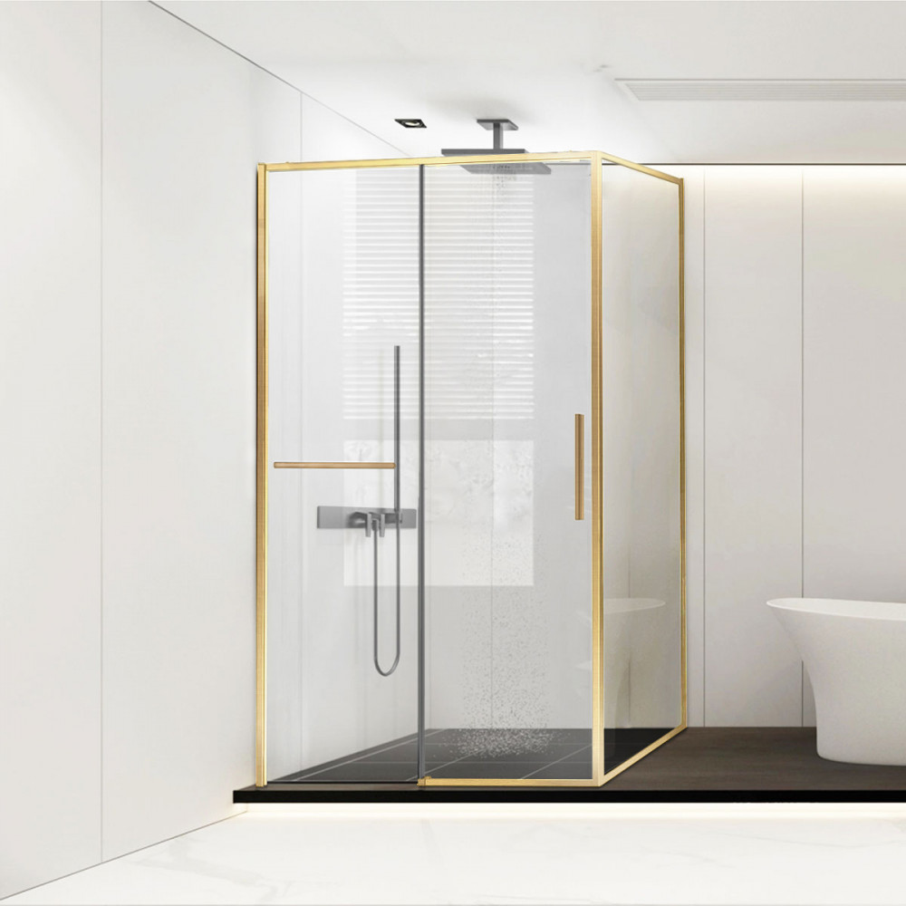 Душевой уголок Slim Soft VSR-1SS1011CLG, 1100*1000, брашированное золото, стекло прозрачное