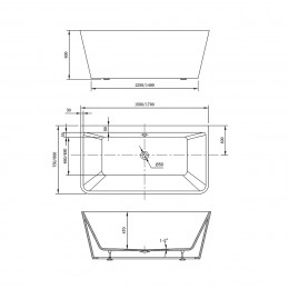 Ванна акриловая Vincea VBT-425-1700 1700*800*600, цвет белый, щелевой перелив