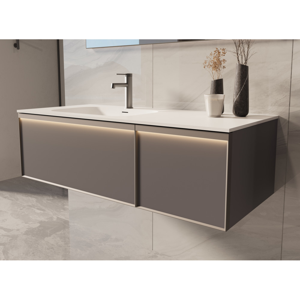 База под раковину Elise 1200 подвесная, 2 выкатных ящика soft close, серый матовый