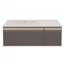 База под раковину Elise 1000 подвесная, левая, 2 выкатных ящика soft close, серый матовый