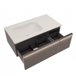 База под раковину Elise 1000 подвесная, левая, 2 выкатных ящика soft close, серый матовый