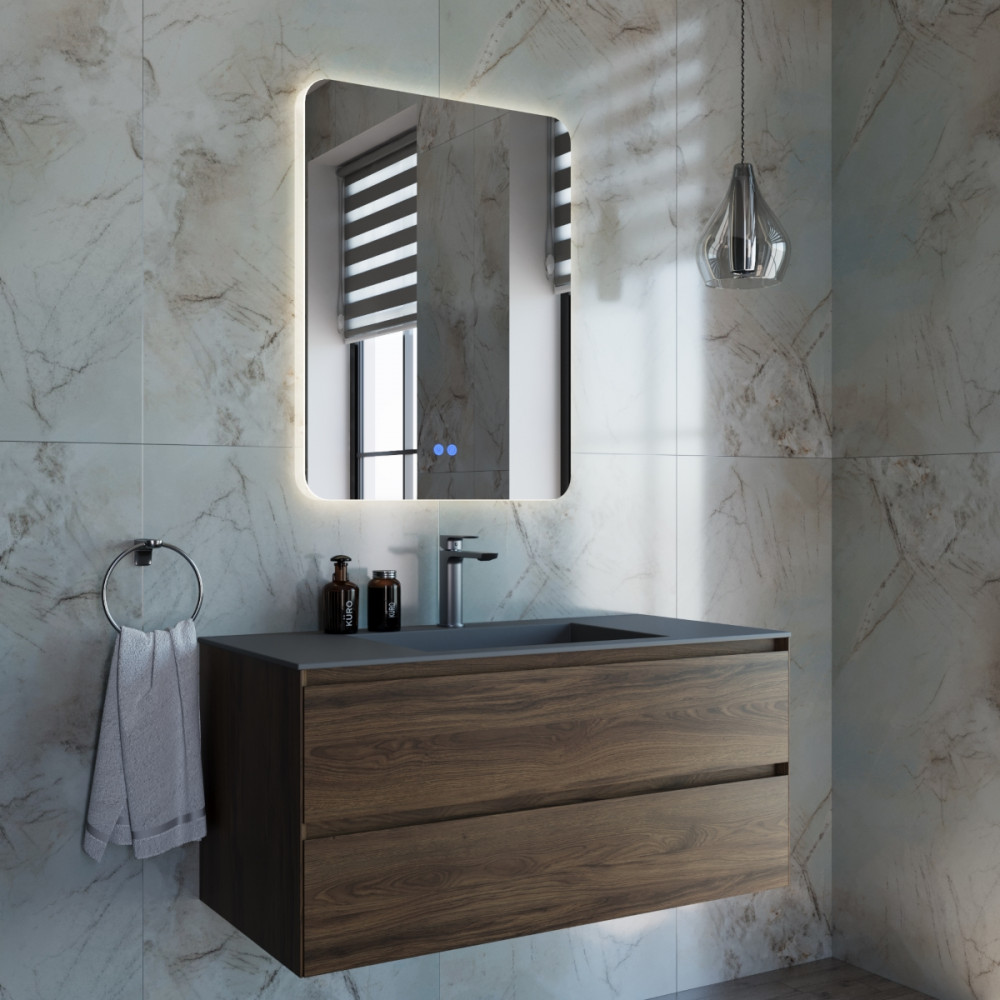 База под раковину Luka 1000 подвесная, 2 выкатных ящика soft-close, C.Oak