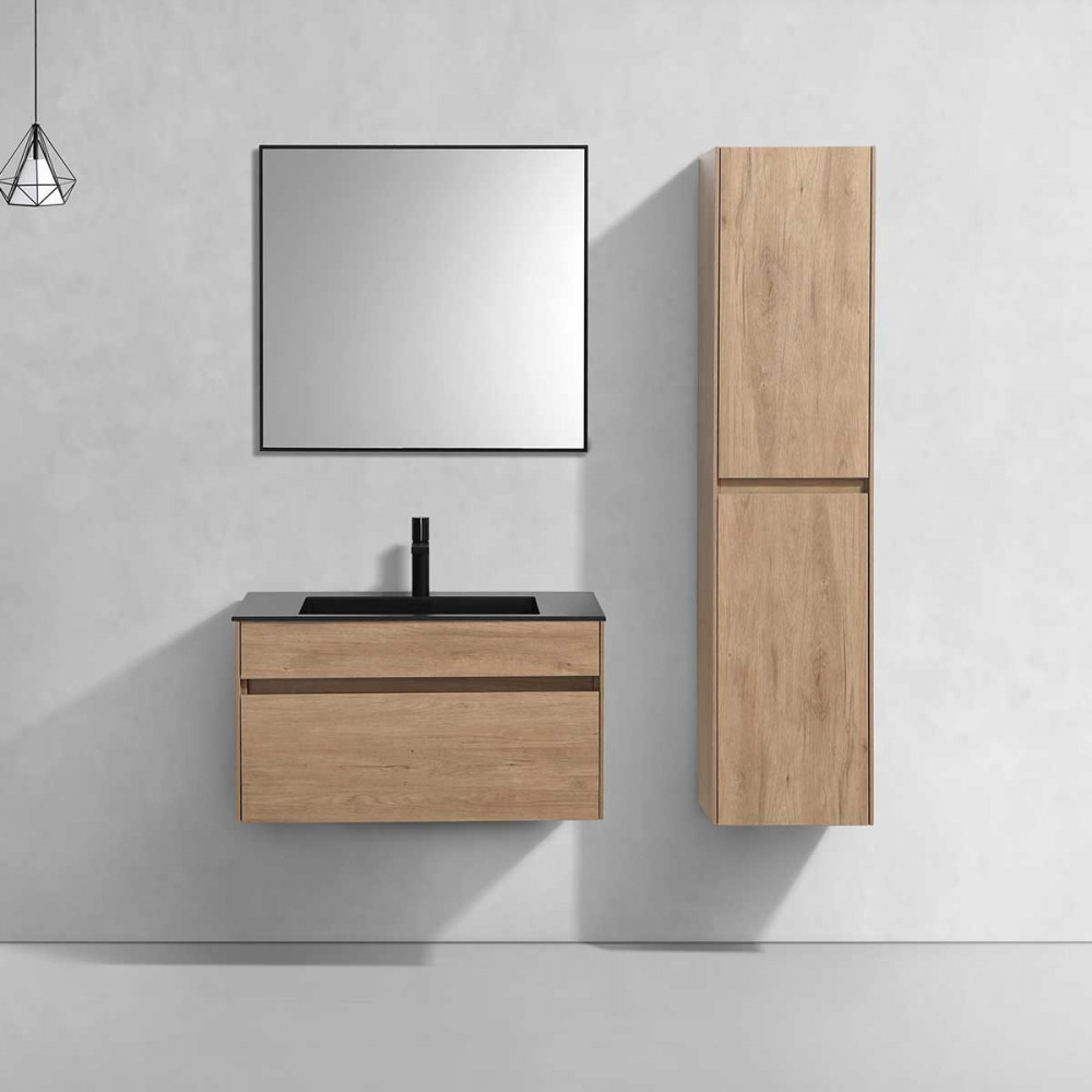 База под раковину Chiara 800 подвесная, 1 выкатной ящик soft-close, N.Oak