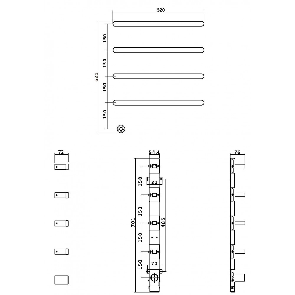 Полотенцесушитель электрический Vincea VTD-2H2GM, вороненая сталь, таймер