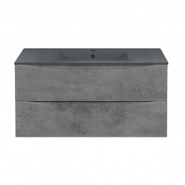 База под керамическую раковину Mia 1000 подвесная, 2 выкатных ящика soft close, Beton