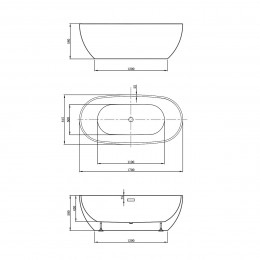 Ванна акриловая Vincea VBT-408-1700 1700*815*580, цвет белый, щелевой перелив