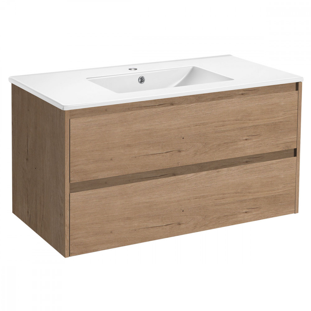 База под раковину Gio 1000 подвесная, 2 выкатных ящика soft-close, N.Oak