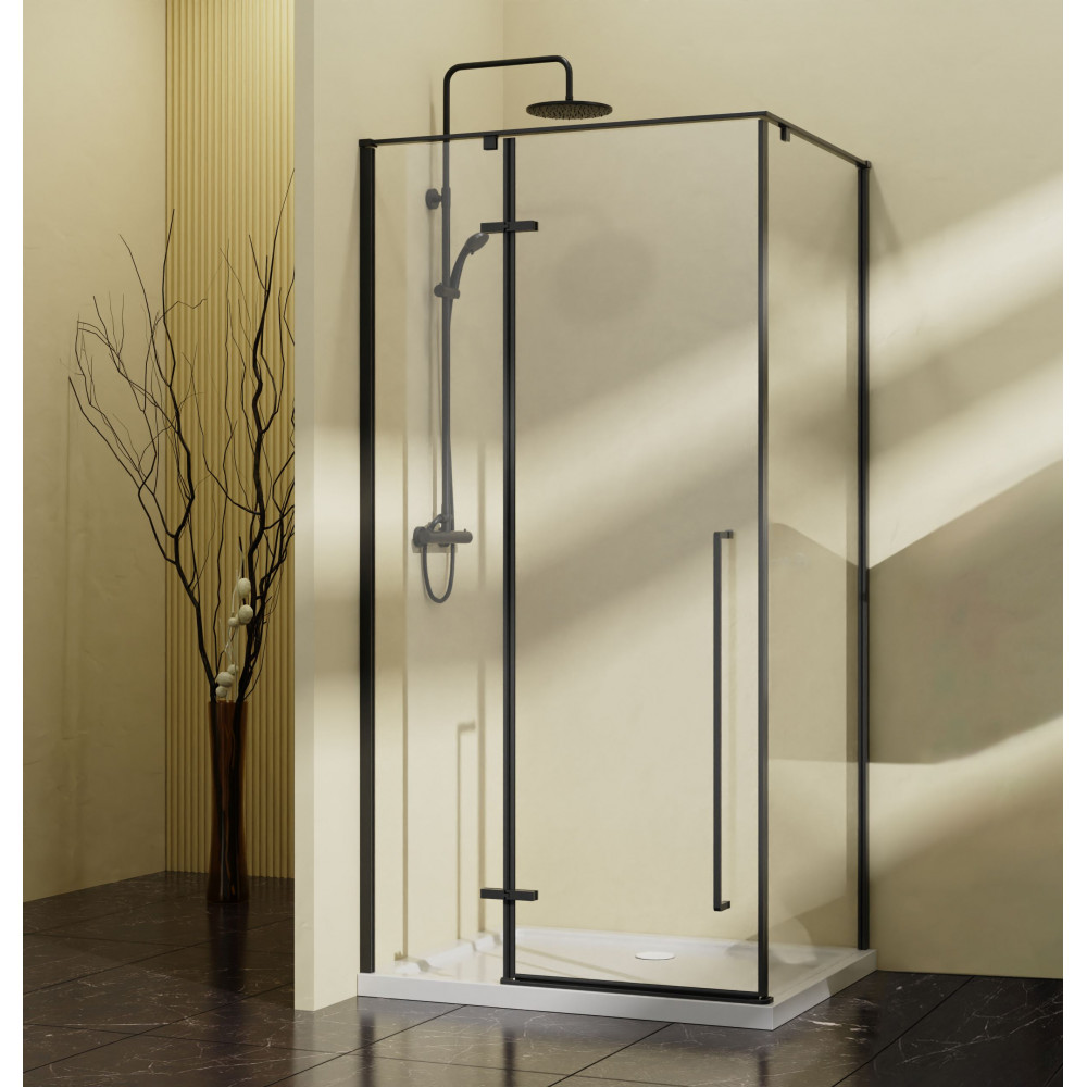 Душевой уголок Slim-N VSR-5SN9090CLB, 900*900, черный, стекло прозрачное